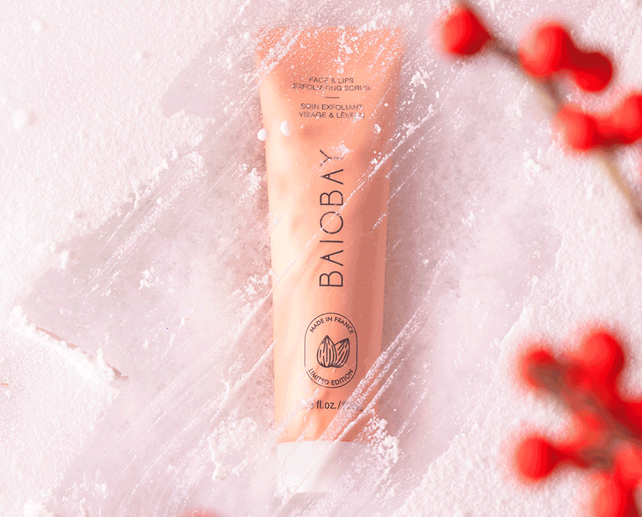 soin exfoliant 2 en 1 visage et lèvres de baiobay
