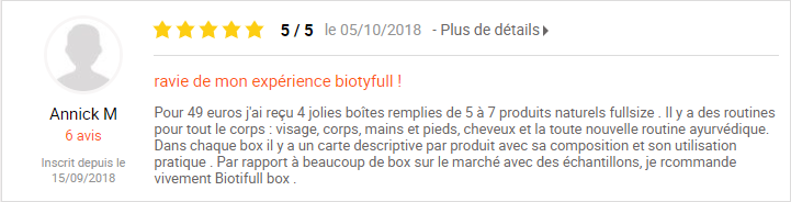 avis biotyfull box d'Annick sur Igraal