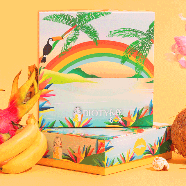 biotyfull box juillet 2023 outre-mer aux cosmétiques arc-en-ciel photo 1